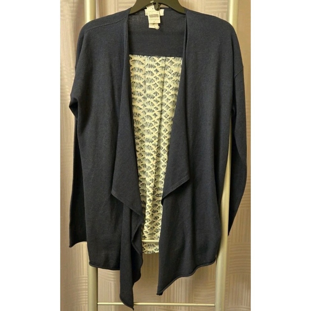Barneys New York Silk Blend Cardigan Womens Medium M Navy Sweater Office Career